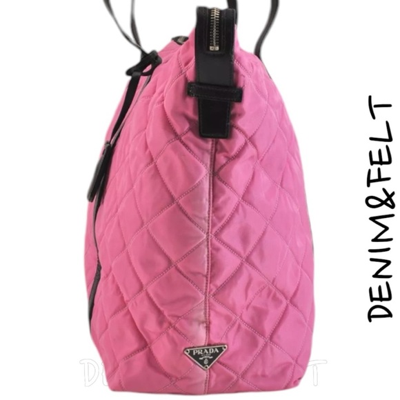 PRADA Vintage Pink/Black Begonia Quilted Nylon Travel Bag/Tote | PRELOVED!!🩷💗 - Picture 5 of 16